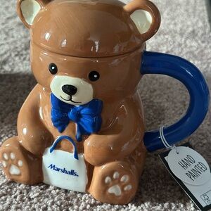 Marshalls Brown Bear Mug with Blue Bow